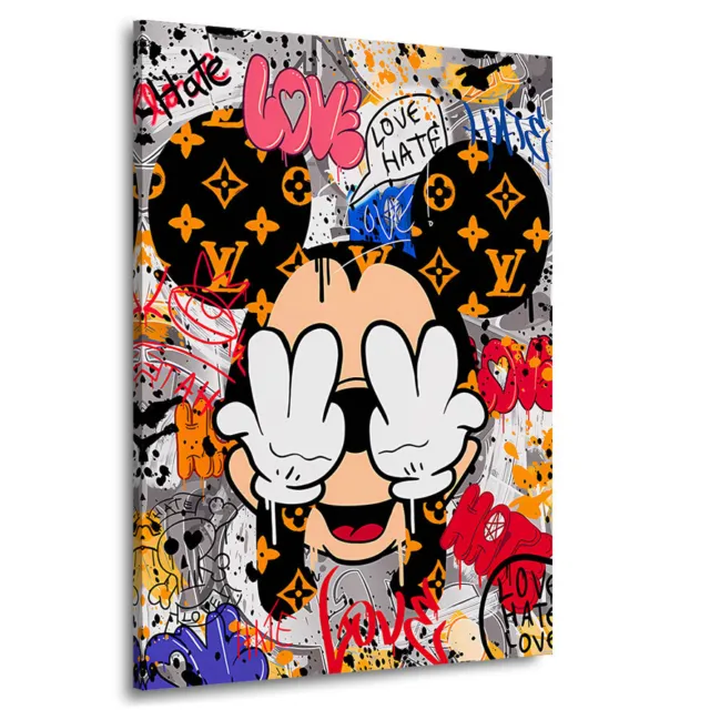 Wand-Bilder XXL Micky Maus Graffiti Comic Leinwand-Bild Deko Kunstdruck Pop Art