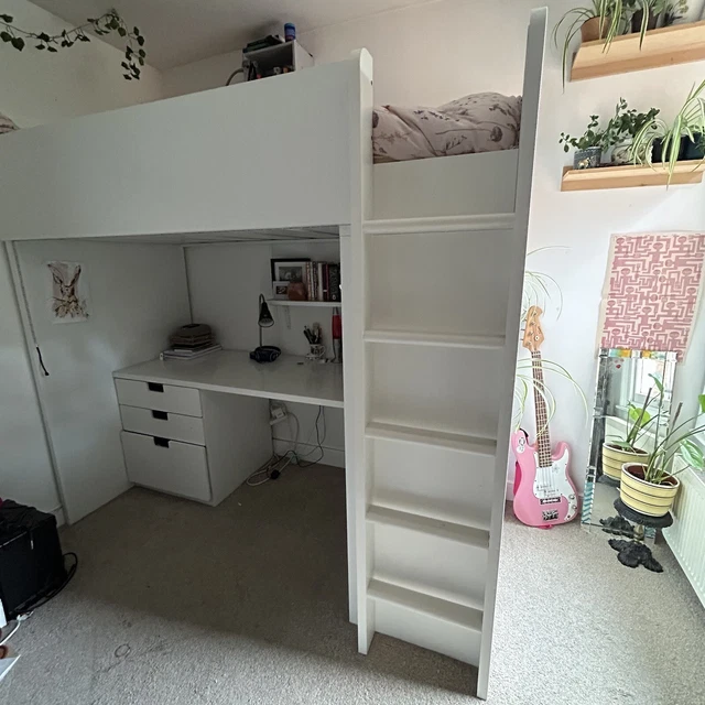 IKEA SMASTAD LOFT Cabin Bunk Bed Desk Wardrobe Shelves, Drawers White