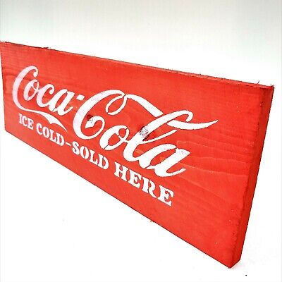Old West Distressed Primitive Country Wood Sign - Coca Cola 5" x 16"