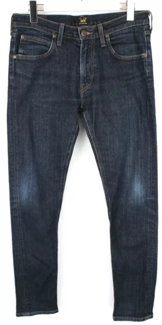 Lee Luke Hommes Jeans W30/L32 Slim Coupe Fuseau Délavé Braguette Zip Bleu Denim