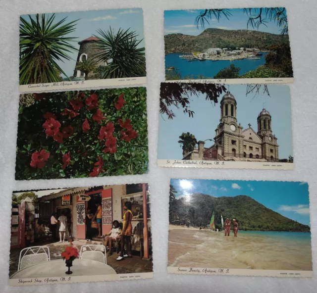 18 Vintage Post Cards Antigua 60's 70's Unposted Unused Excellent