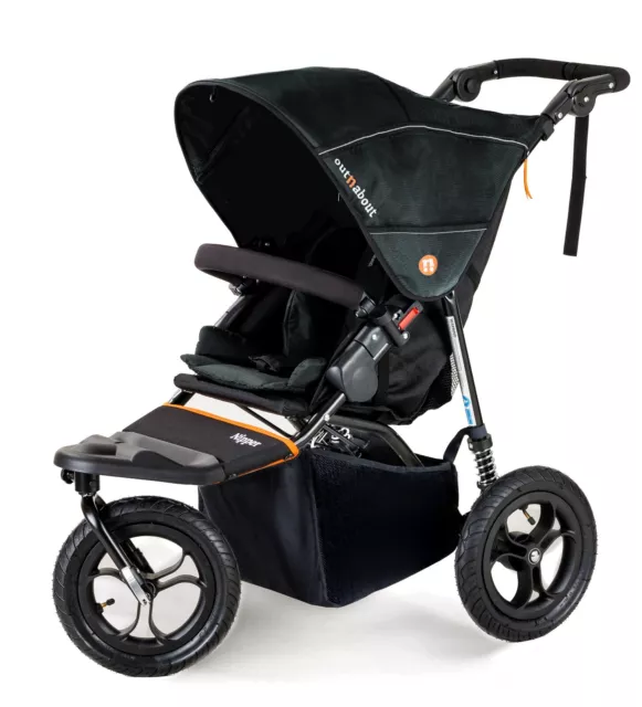 Out n About nipper single V5 pushchair Forest Black basket & Raincover 0m - 22kg