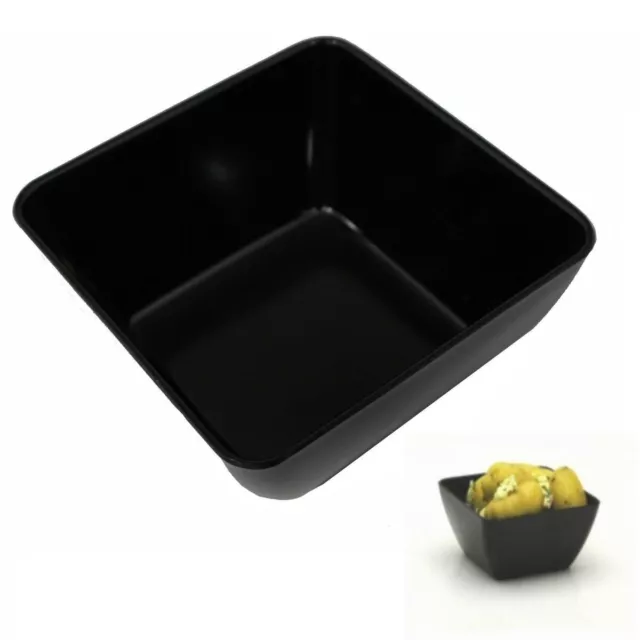 12 x 4" Melamine Square Bowl Black Party Snacks Nuts Dips