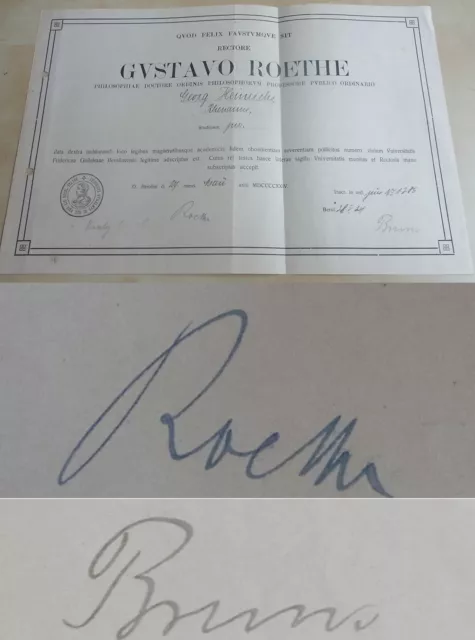 Lat. Zeugnis Universität BERLIN 1924, Signaturen Gustav ROETHE & Viktor BRUNS