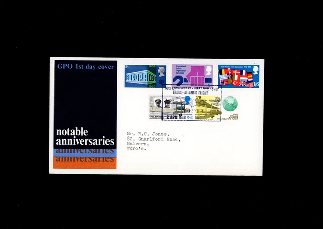 1969 Anniversaries GPO FDC Alcock & Brown Manchester H/S. Cat £35