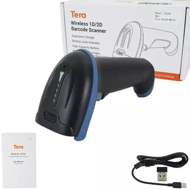 Tera Barcode-Leser kabellos und kabelgebunden D5100 Wireless 1D/2D