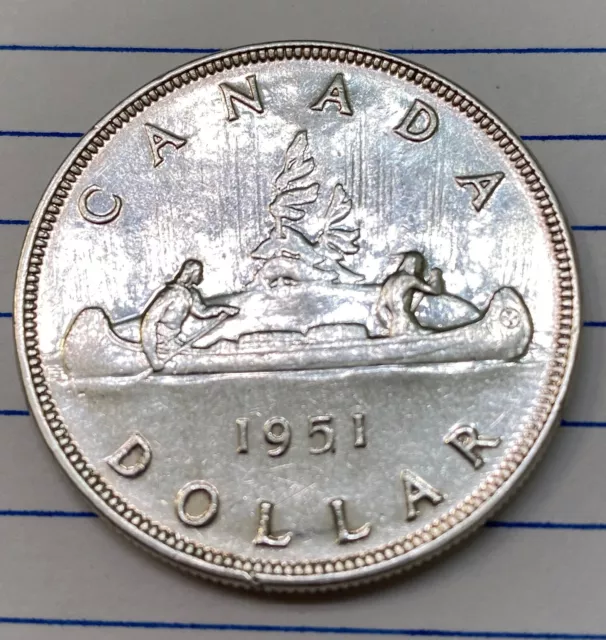 1951 Canada George Vl VOYAGEUR SILVER Dollar Coin