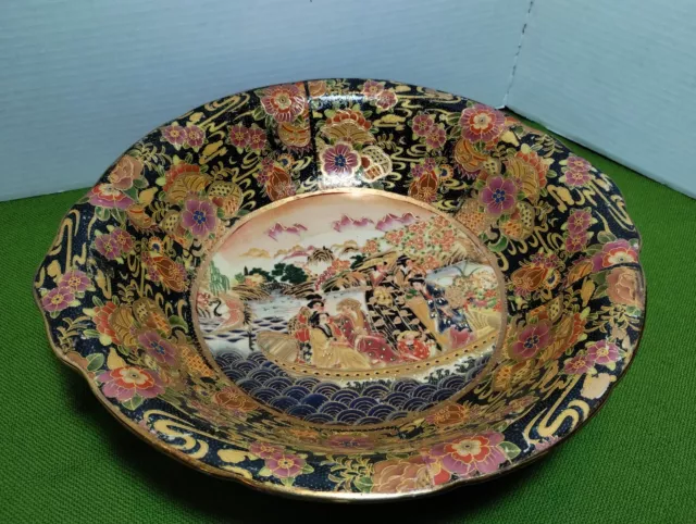 Royal Satsuma  Hand painted porcelain Bowl Japanese Vintage Style Gold Trim
