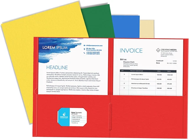Two Pocket Folder,  125 Pack 2 Pocket Folders with Business Card Slot, Letter Si