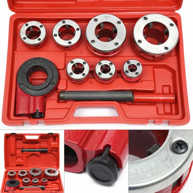 BSPT Pipe Threader Threading 3/8" to 2" Die Dies Set 7 Size with Handle Ratchet