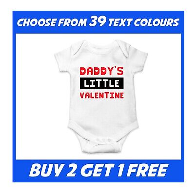 Daddys Little Valentine Baby Vest Christmas Shower Present Boy Girl Gift Day