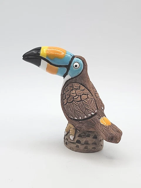 Vintage Casals Pottery Toucan Bird Figurine Partially Glazed Colorful Beak
