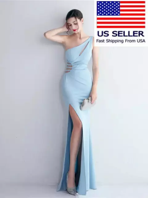 Fashion Sexy Sleeveless Prom Dress One-shoulder Trumpet Girls Evening Formal