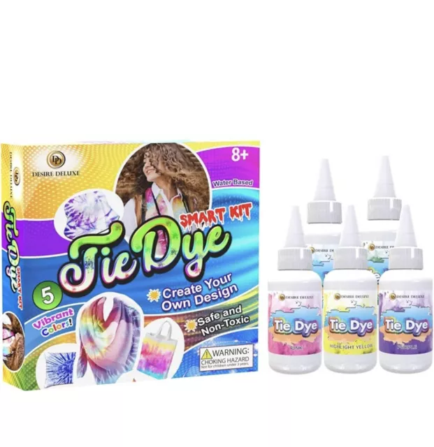 kit per tie dye, set di 5 colori per tingere tessuti e vestiti