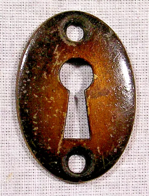 Vintage Old Solid Brass Oval Escutcheon Key Hole Keyhole Cover Plate