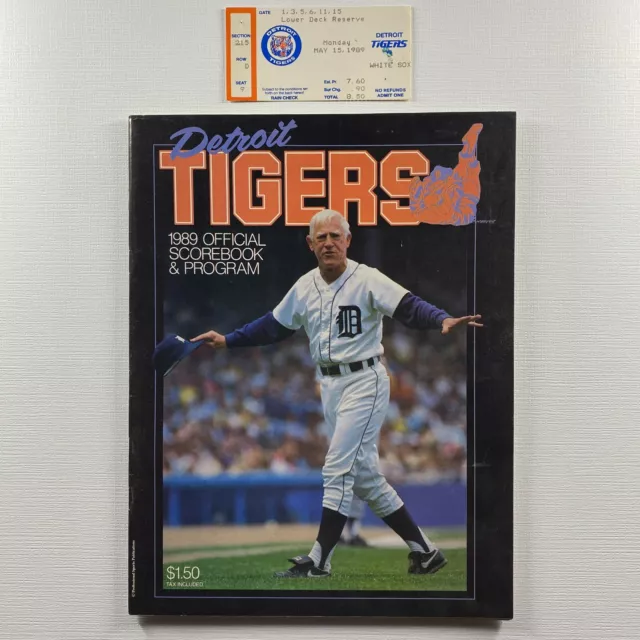 1989 Detroit Tigers Official Scorebook & Program w/Ticket Stub