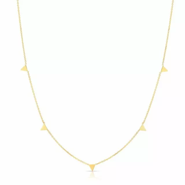 18" Polished Dangle Spike Necklace Real 14K Yellow Gold 1.7gr