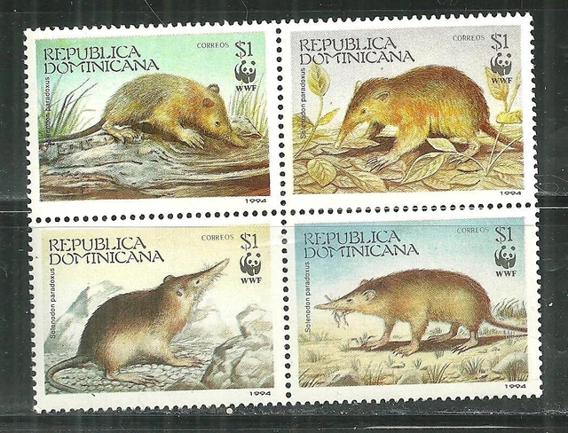 Dominican Republic 1158 Mnh Block World Wildlife Fund Scv 9.00**