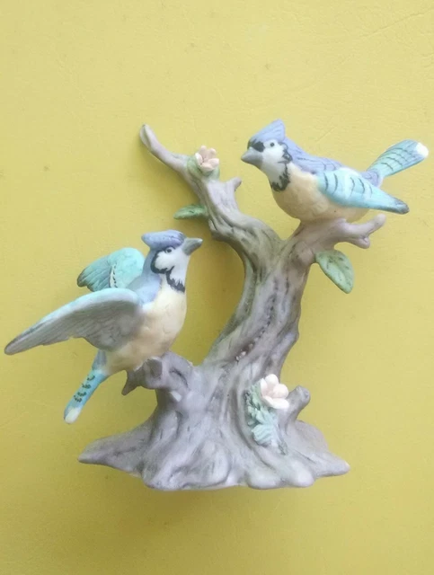 Vintage Imports Enesco Taiwan Blue Jays Tree Branch 3" Figurine