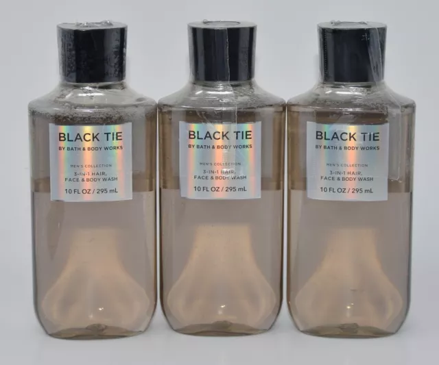 3 Bath & Body Works Black Tie 3 In 1 Hair Face Wash Shower Gel Shampoo Mens 10Oz