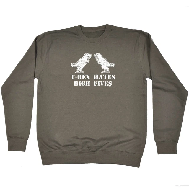 Felpe maglione Trex Hates High Fives Dinosaur Uomo Novità Divertenti