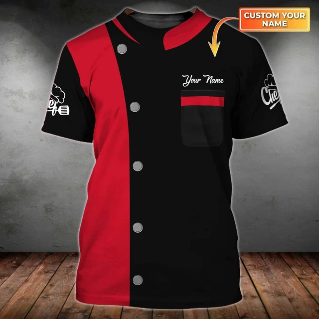 Custom Name Black And Red T Shirt For Master Chef, Best Gift For A Chef, Chef Sh