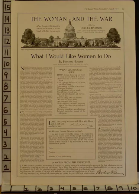 1917 Hoover War Great Woman Labor Political Wwi Effort Article Ad 22951