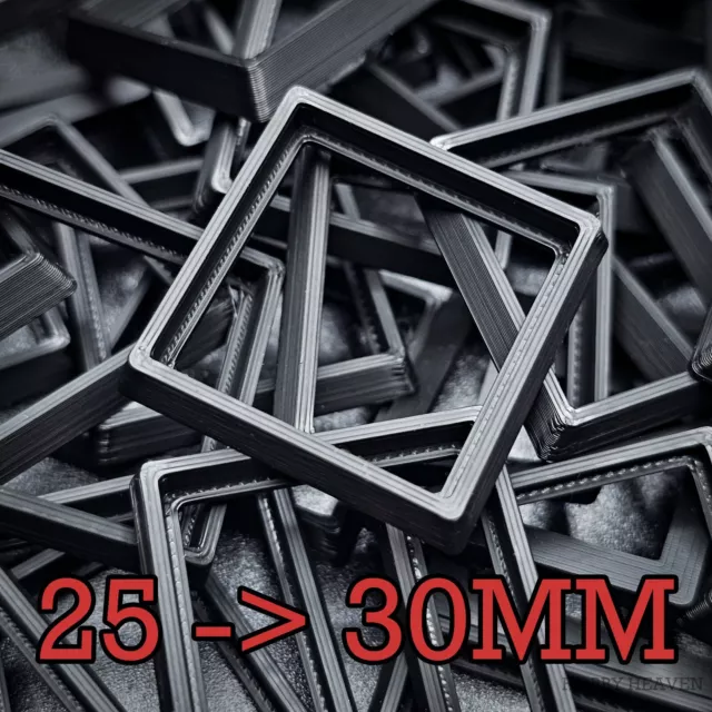 25 to 30mm Square Bases Converters 3d Printed Wargaming Plastic Bases Warhammer