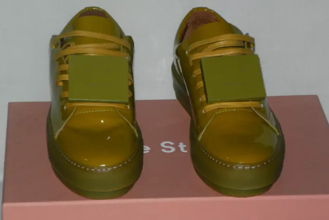 ACNE STUDIOS ADRIANA LIME GREEN LEATHER SNEAKERS Sz. 37IT/7US