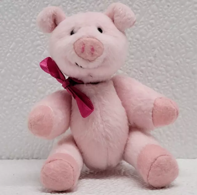 American Girl Bitty Baby Pig Jointed Pink Plush With Ribbon 5" - Rare!