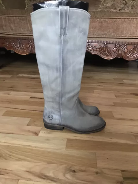 New BRONX Todd Women’s Gray Distressed Leather Riding Tall Western Boots SZ: 36