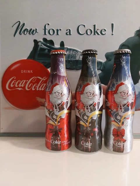 Coca Cola 3 Bottiglie alluminio Set Natale Belgio