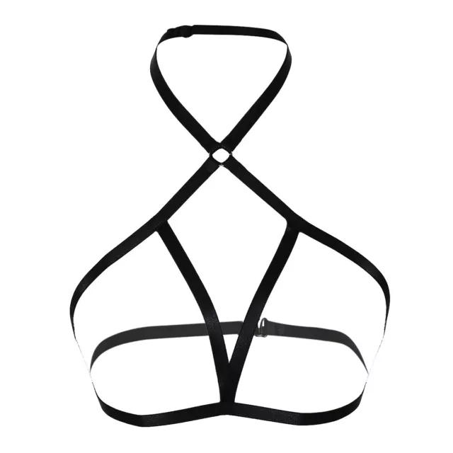 Sexy Elastic Bandage Goth Cage Bra Top Body Harness Cross Crop