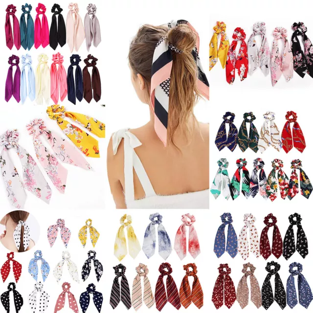 Elastic Ponytail Scarf Bow Elastic Hair Rope Tie Scrunchies Ribbon Hairtie Bands