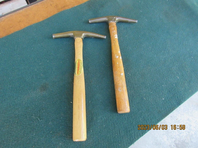 Two (2)  C S Osborne & Co Brass Tack Hammers Metallic Tips.