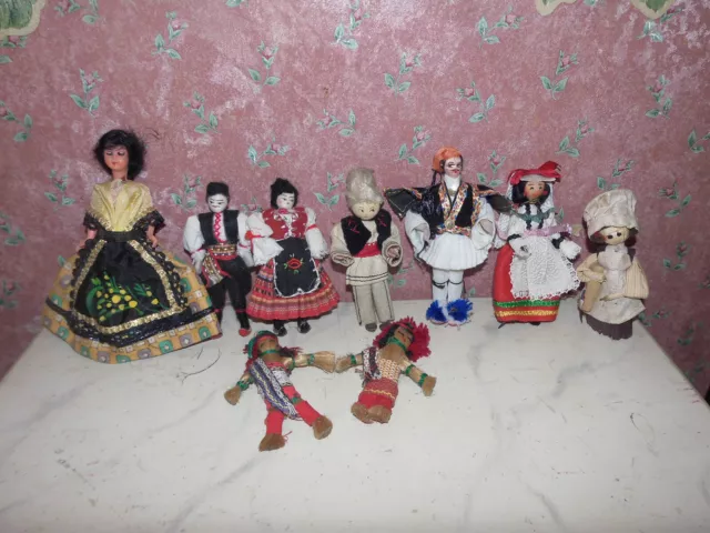 9 x alte kleine Puppe-Puppen-Kaufladen-Puppenhaus-Puppenstube-doll-poupee