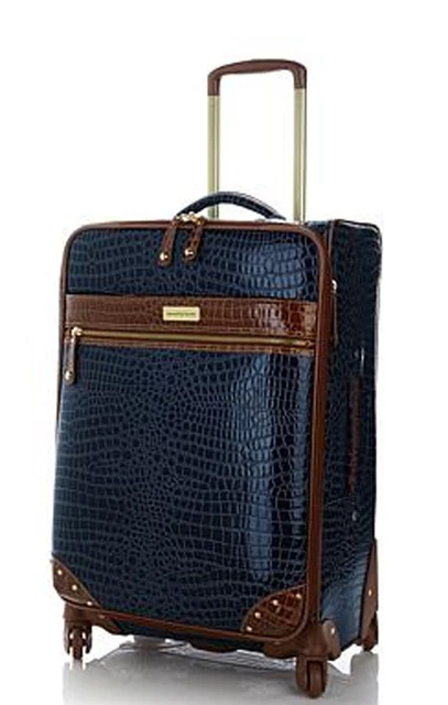 Samantha Brown Luggage  Croco Embossed 28" Upright Spinner Bag- Navy 2