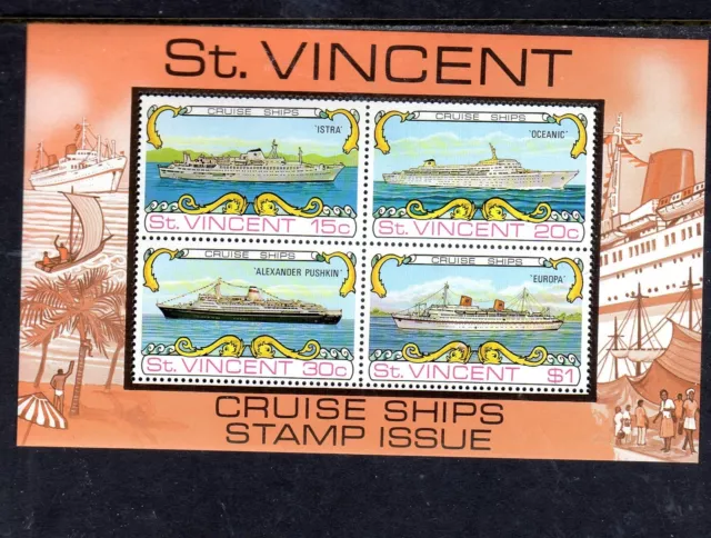 ST. VINCENT #374a 1974 CRUISE SHIPS MINT VF NH O.G S/S4