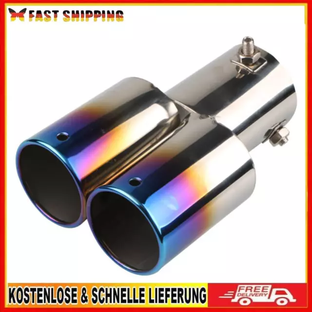 Dual Outlet Burnt Blue Car Exhaust Tip Stainless Steel Auto Muffler Silencer