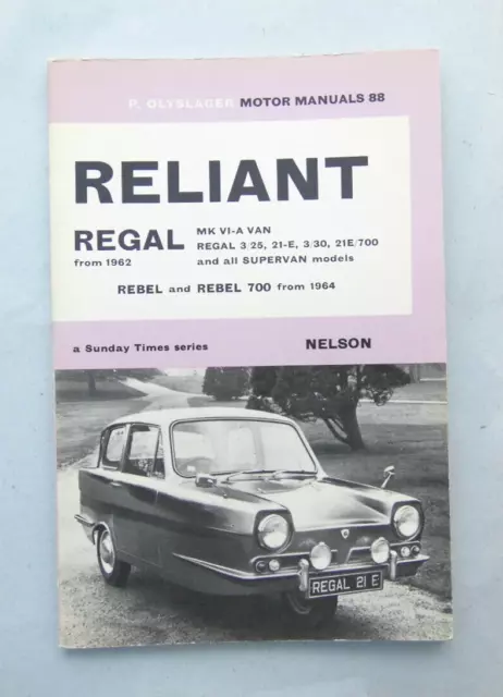 Reliant Regal, Rebel Supervan 3/25, Manual