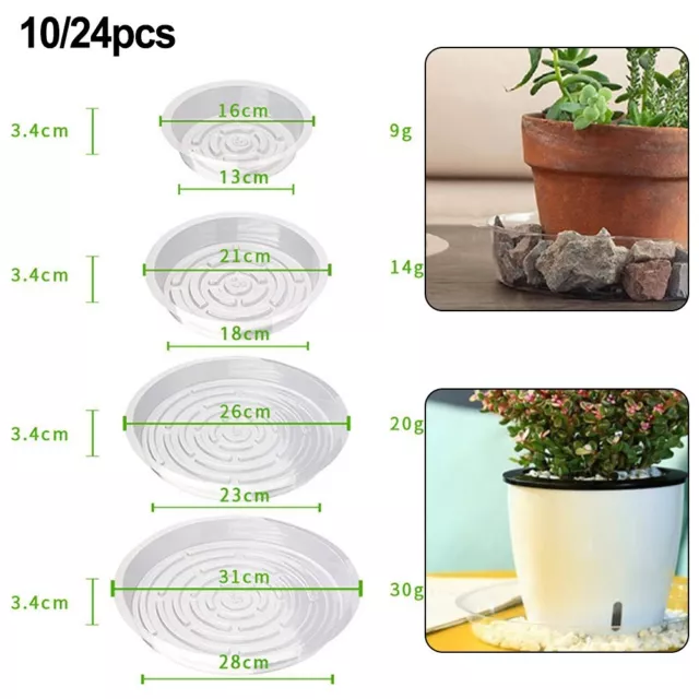 Klare Kunststoff Blumentopf Untersetzer für Indoor Pflanzen Set mit 10/24 Stück