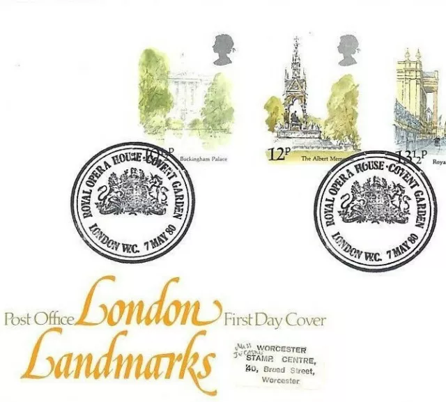 GB FDC 1980 *Royal Opera House* Postmark London Landmarks Cover {samwells}AL218