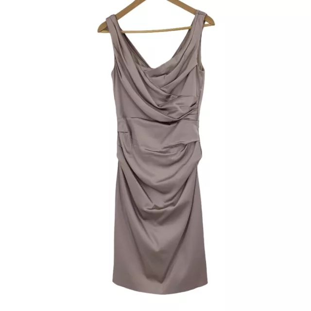 Ivy & Blu Dress Sz 6 9368 Ruched Stretch Satin Sheath Champagne NwD Sleeveless