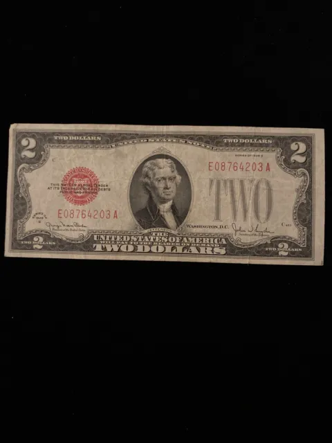 RARE 1928 G Series $2 bill United States Red Seal Banknote Nice Note XF Paper