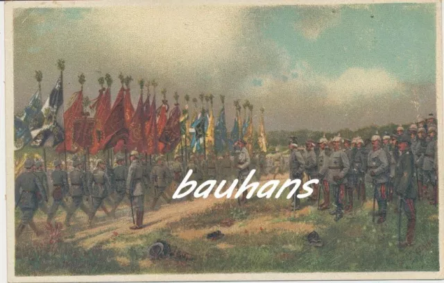 AK Fahnenparade in den Argonnen 1.WK  (d969)
