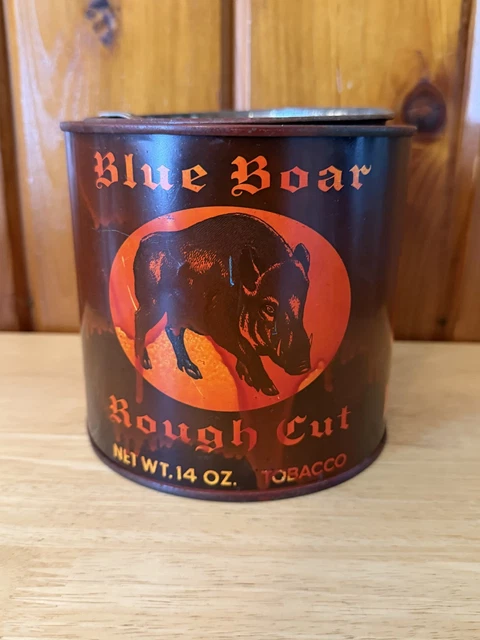 blue boar rough cut tobacco tin Tins And Silver Plate Frame 1910 Blue Boar Tobacco Tin: