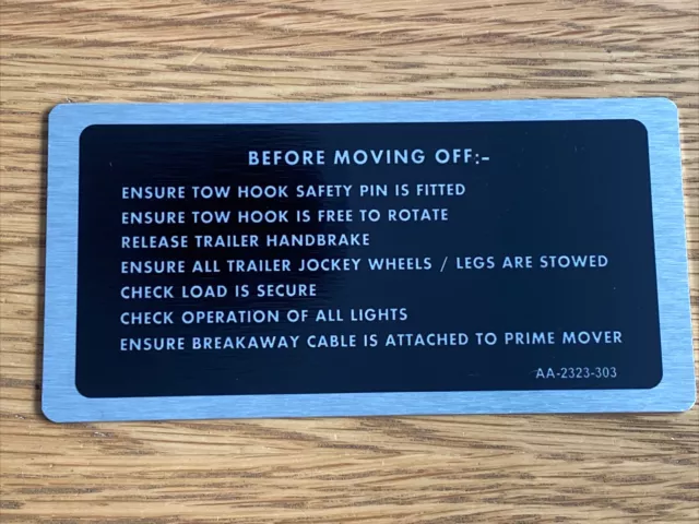 Army Penman Trailer Information Plate Drawbar