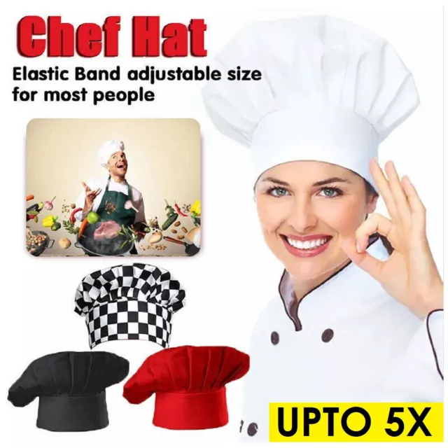 Chef Hat Baker Kitchen Cook Restaurants BBQ Cooking Catering Chef Cap Unisex AU