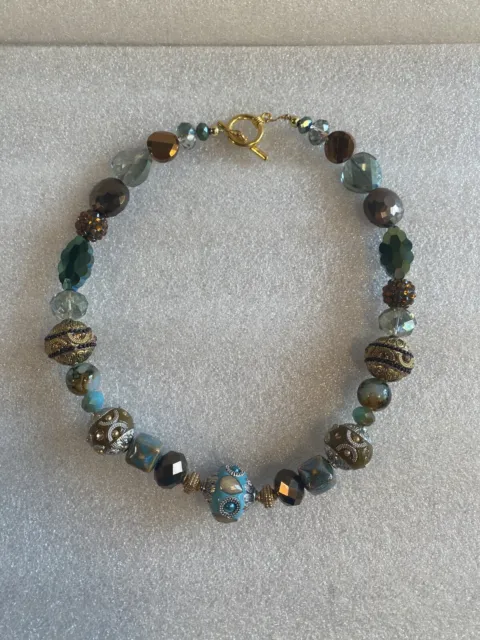 18" Custom Artisan Hand-Made Crystal Artglass Necklace. One of a kind!