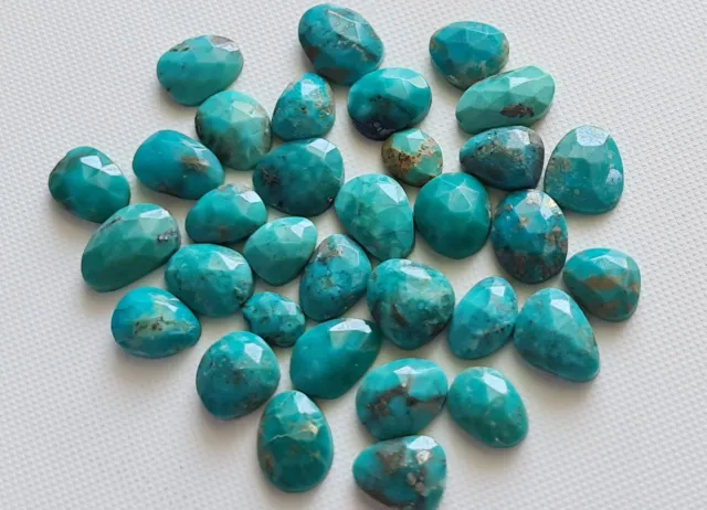 Arizona Turquoise Cabochons, Natural Faceted Free Form Shape Flat Back Cabochons
